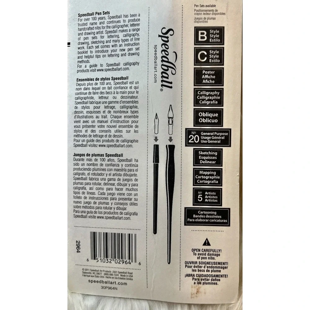 2011 Speedball 2964 Calligraphy Pen 6‎ Nibs 99,56,102,107,108,&512 Sketching NOS